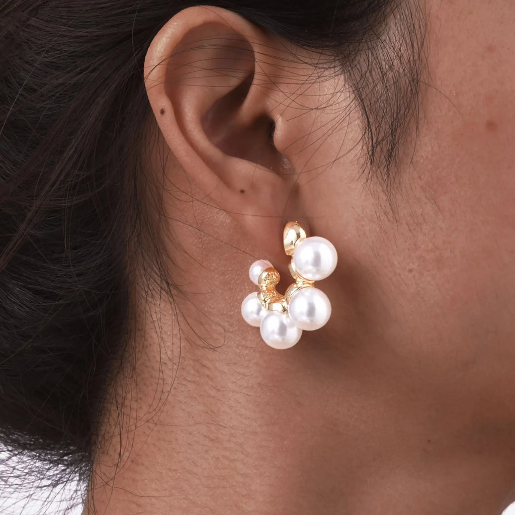 Vintage Pearl Hoop Earrings – Hypoallergenic Stainless Steel Pearl Hoop Earrings SPOT
