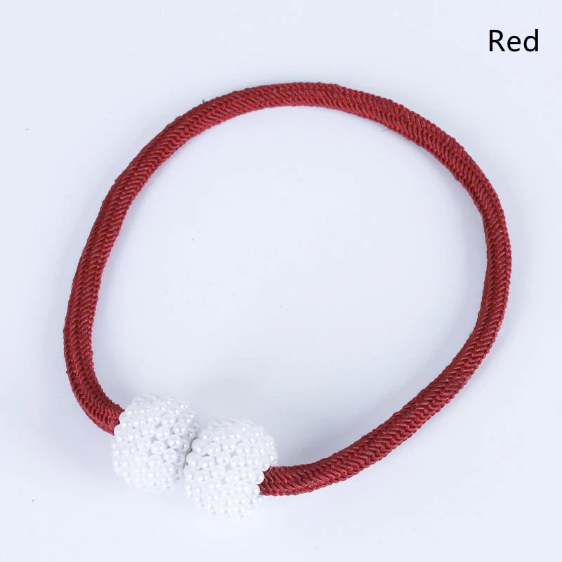 Pearl Magnetic Curtain Tie Backs – No-Drill Ball Buckle Clips Curtain Tie Backs SPOT red 4PCS