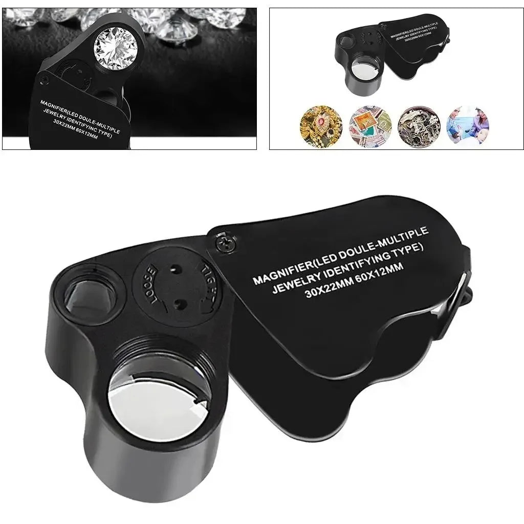 30X 60X Jeweler's Loupe Magnifier with LED Light – Foldable Jeweler's Loupe Magnifier SPOT