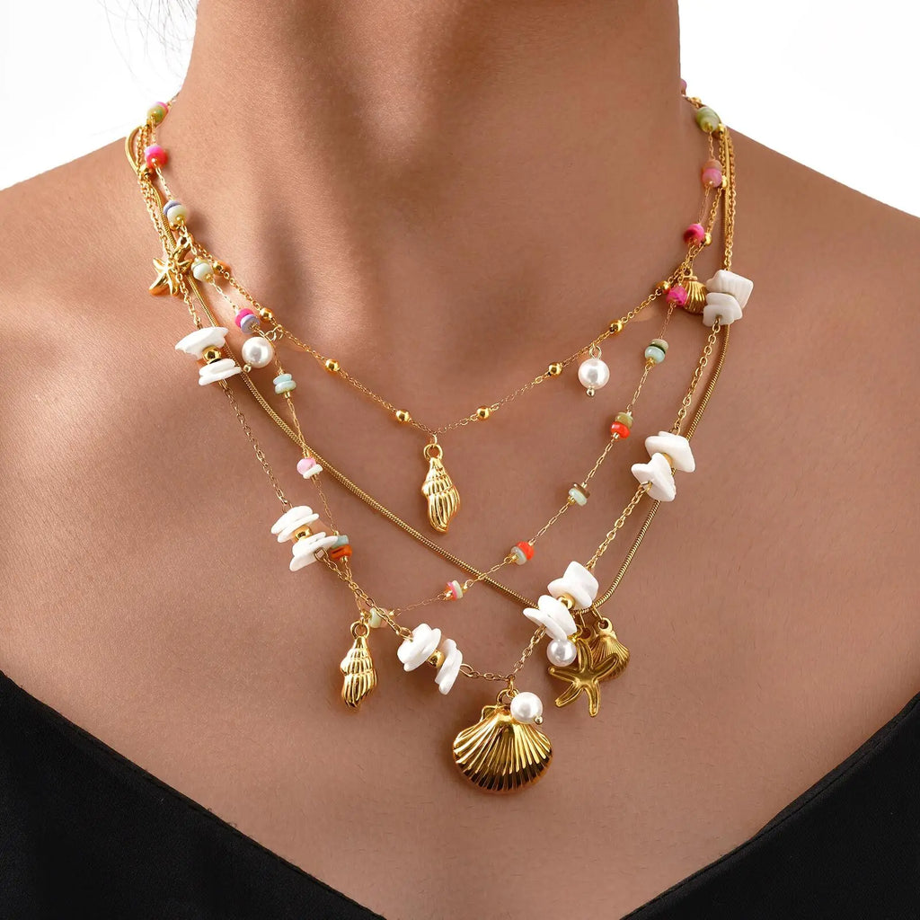 Sea Shell Necklace – Conch & Starfish Stainless Steel Pendant Pendant Necklace SPOT