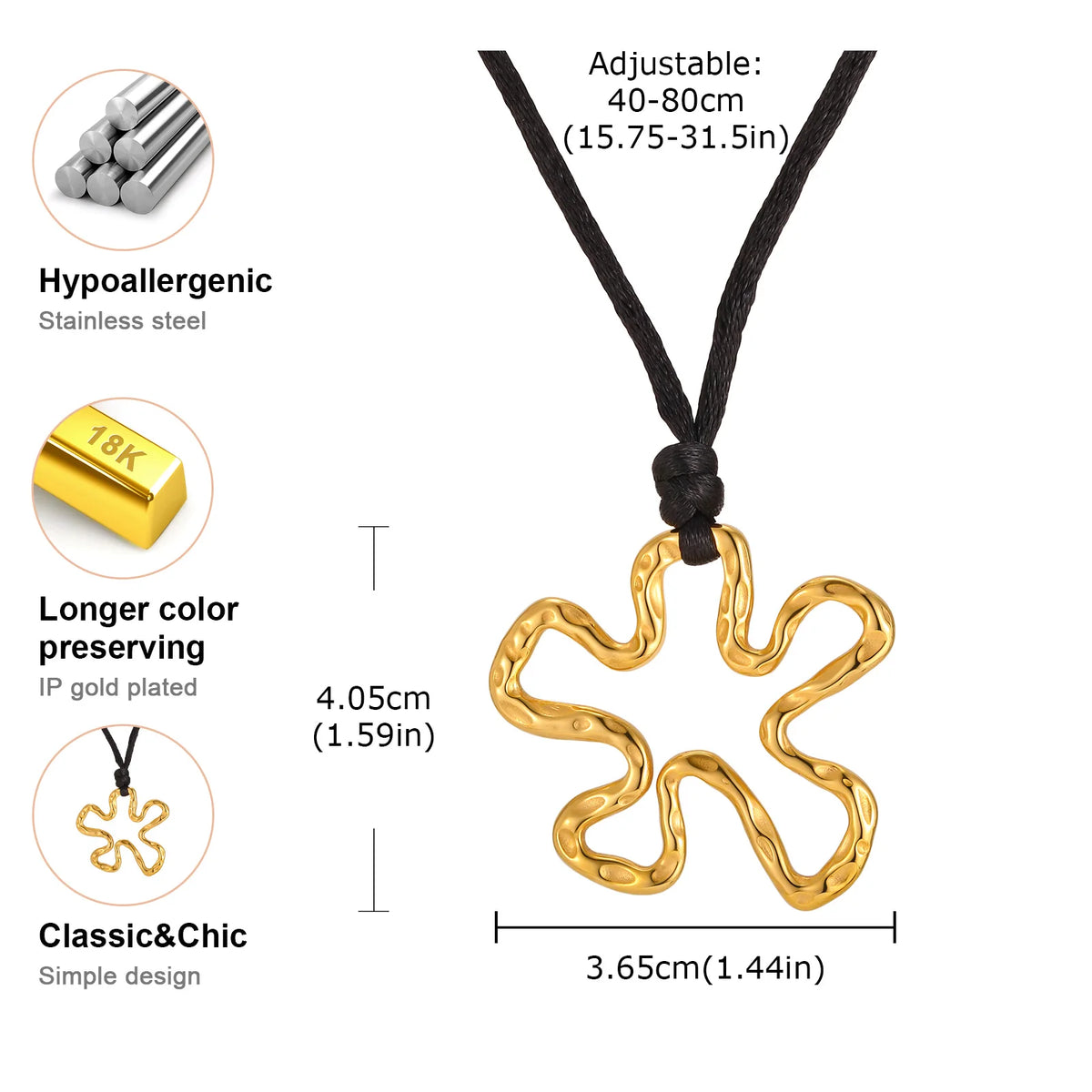 Black Onyx Round Pendant Necklace – Gold Plated Boho Jewelry Pendant Necklace SPOT NC-2108G