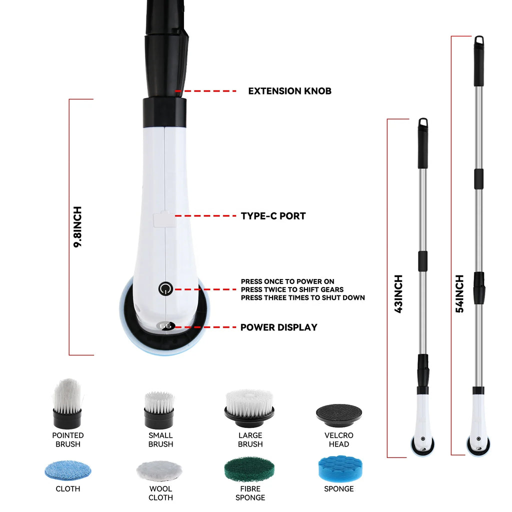 Electric Spin Scrubber – Cordless Extendable Power Cleaning Brush Electric Spin Scrubber SPOT