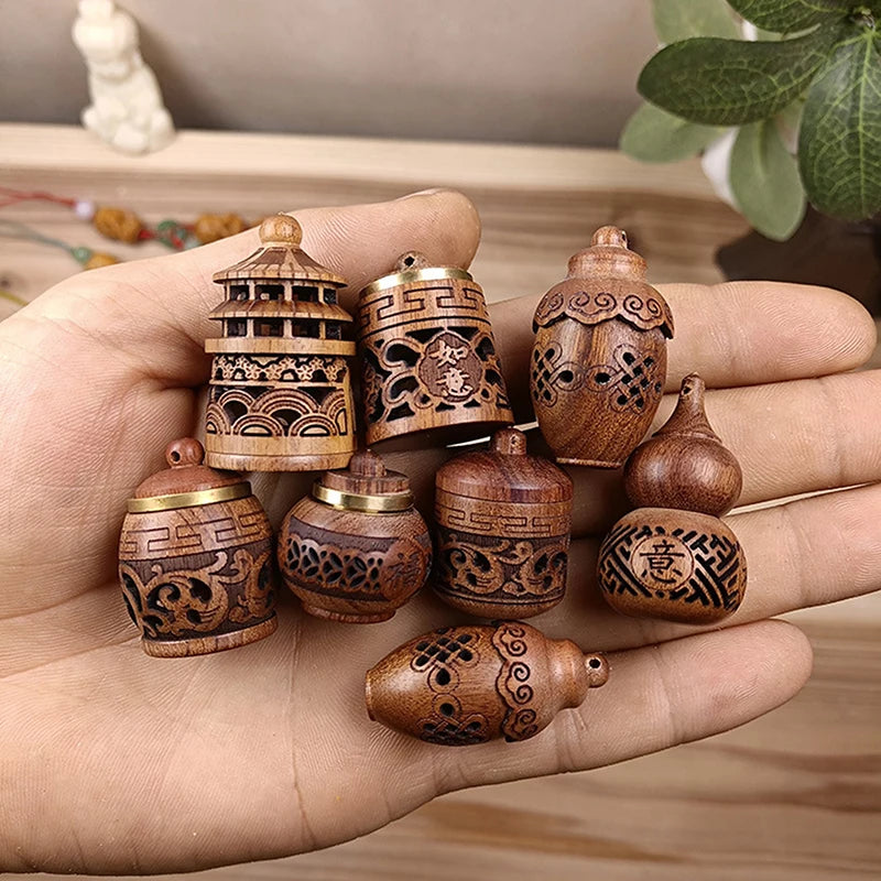 Wood Hollow Carved Aromatherapy Diffuser Bottle Car Pendant Aromatherapy Diffuser Pendant SPOT