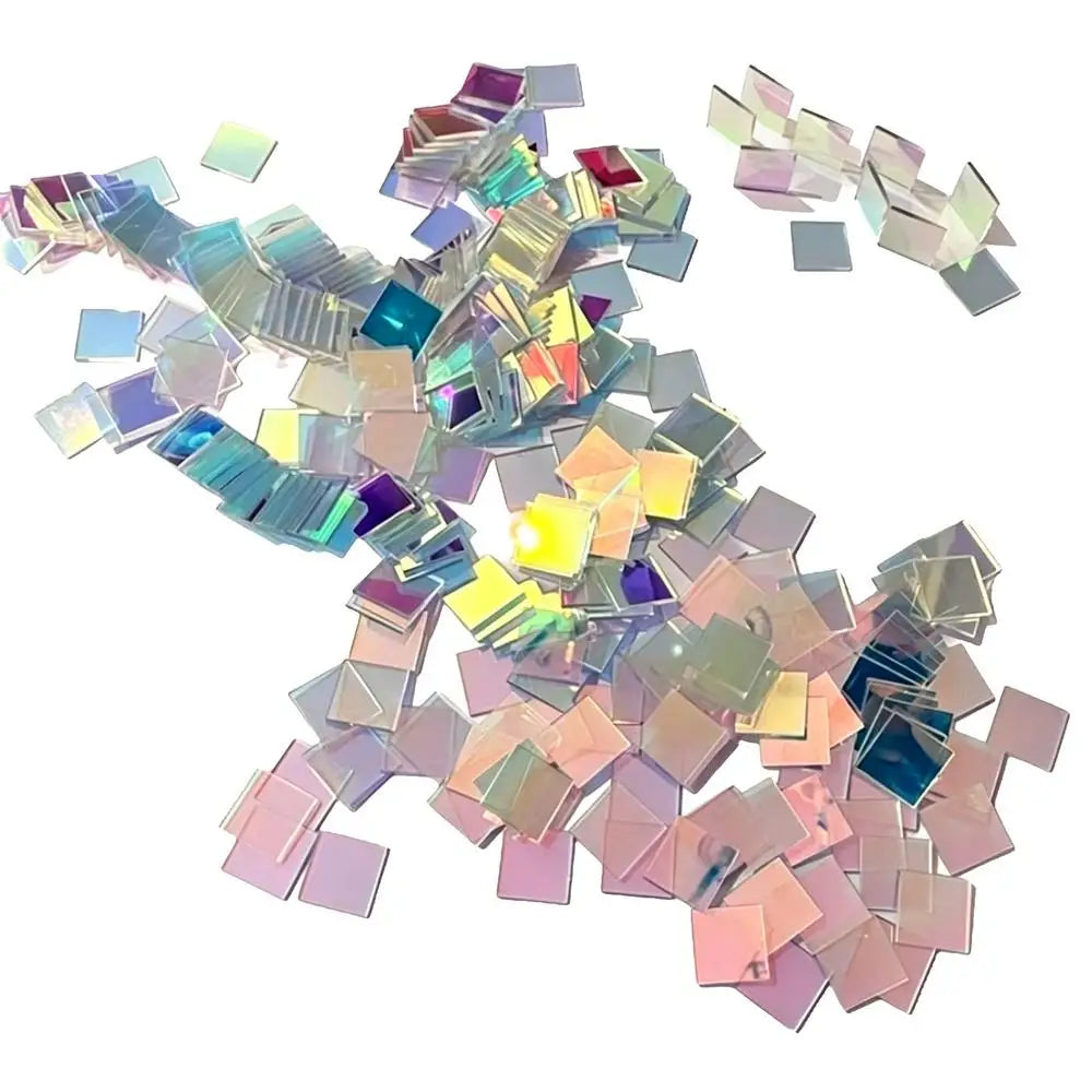 Rainbow Holographic Acrylic Squares – Iridescent Craft Sheets Acrylic Craft Tiles SPOT 100 pcs