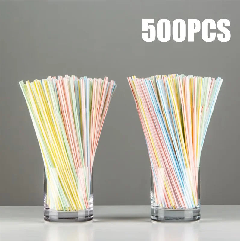 Multicolor Drinking Straws 100–1000 Pcs | Party & Cocktail Drinking Straws SPOT Stripe-500PCS