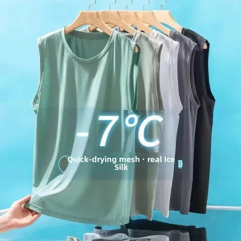 Men's Ice Silk Mesh Tank Top – Quick-Dry Gym Sports Vest Men's Sports Vest SPOT