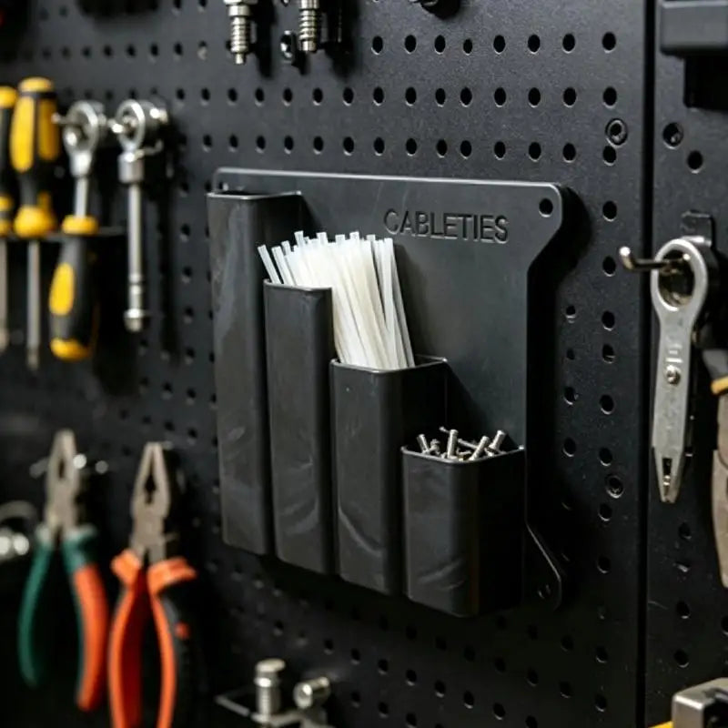 4-Grid Wall-Mounted Zip Tie & Small Parts Organizer Box Wall Storage Organizer SPOT
