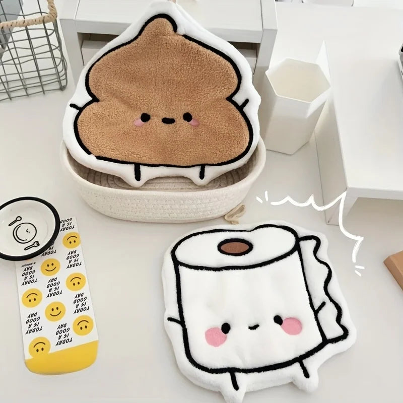 Large Soft Absorbent Hand Towel – Cute Smiling Face Design Novelty Hand Towel SPOT