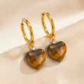 Tiger's Eye Heart Dangle Earrings – 18K Gold Plated CZ Dangle Earrings SPOT Default Title