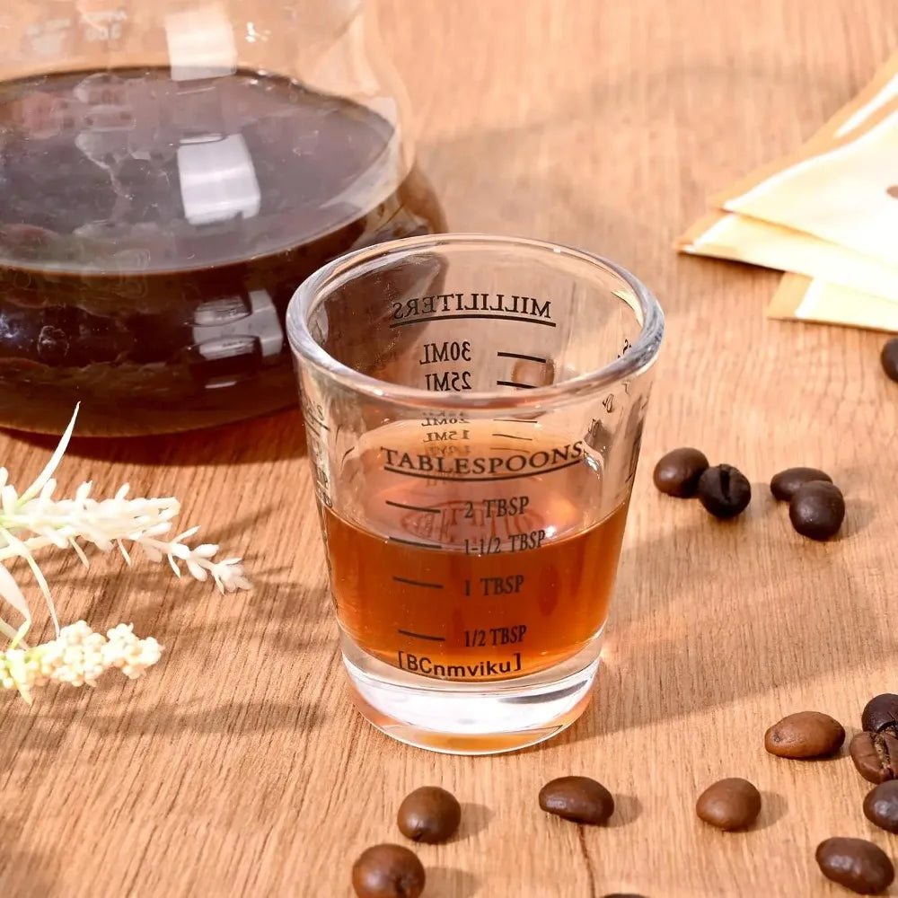 2-Pack 30ml Glass Espresso Shot Measuring Cups – Clear Scale Glass Measuring Cup SPOT