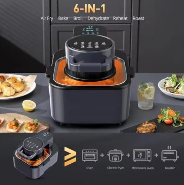 DUTRIEUX 6-in-1 Digital Air Fryer Toaster Oven 5–6L 1350W Air Fryer Toaster Oven SPOT