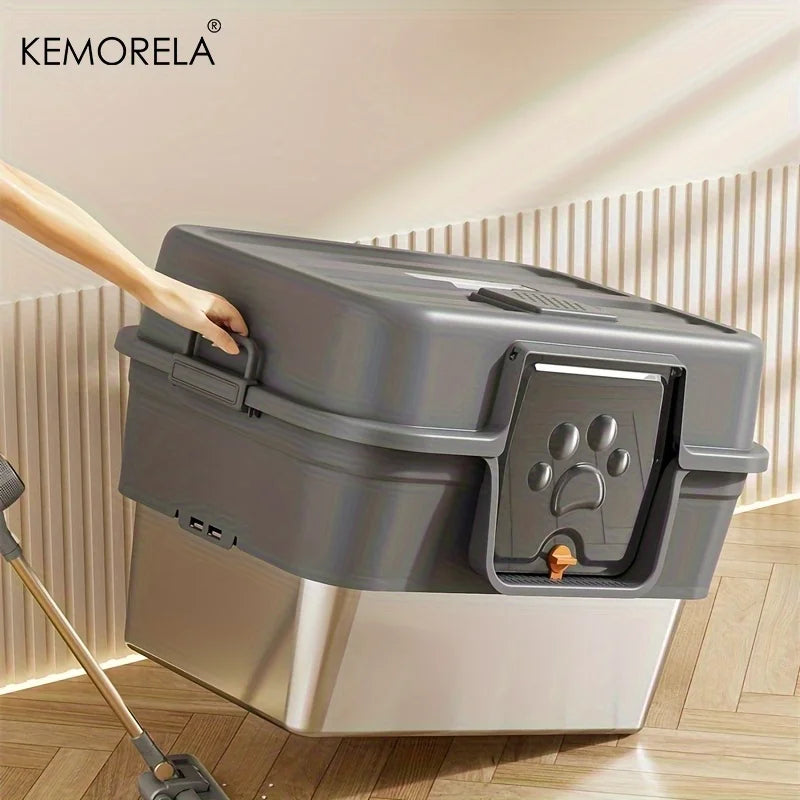 XL Enclosed Cat Litter Box – Stainless Steel & Odor Control Cat Litter Box SPOT