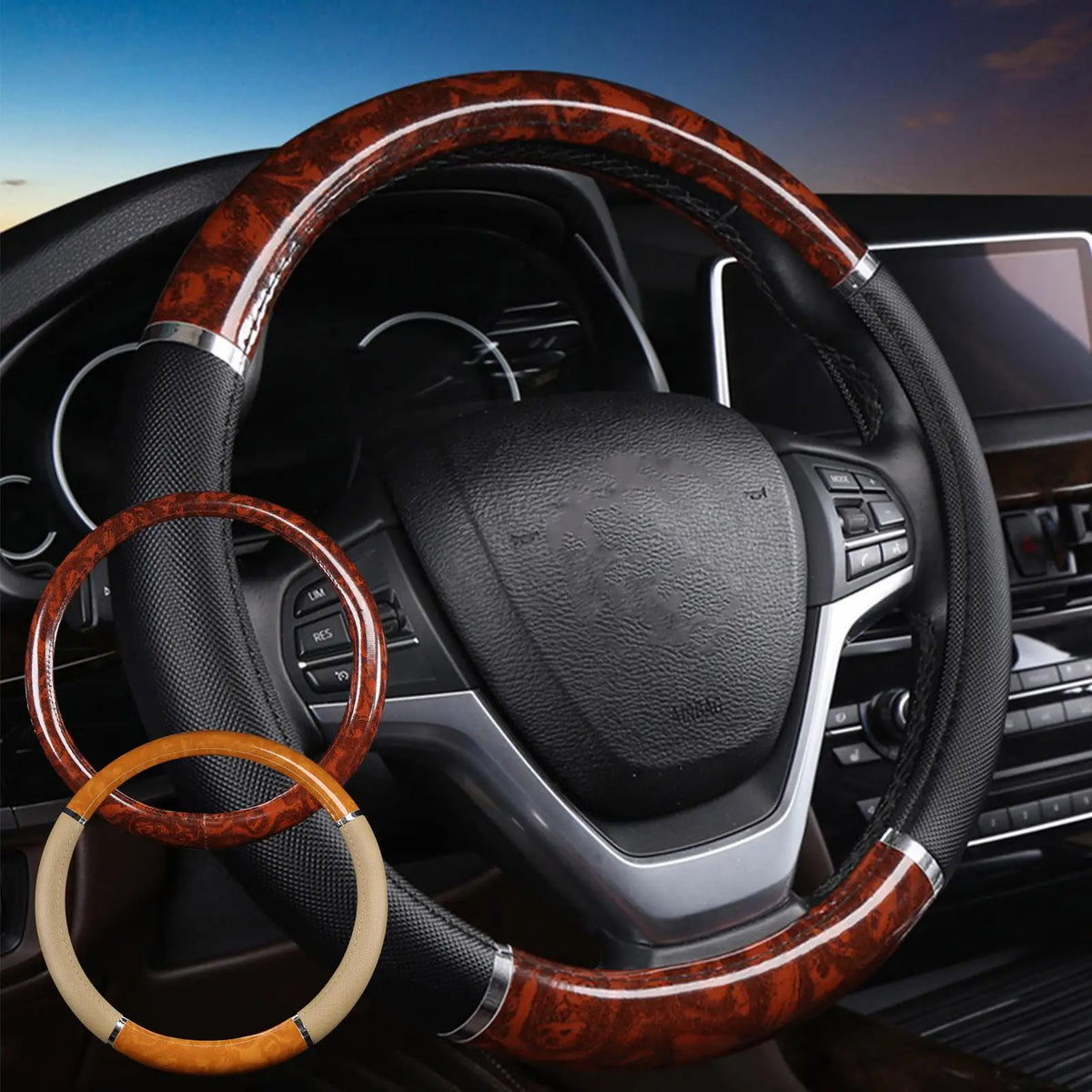 Universal 38cm Wood Grain Steering Wheel Cover – Anti-Slip Steering Wheel Cover SPOT