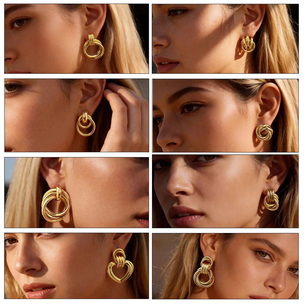 18K Gold Plated Twist Knot Stud Earrings – Geometric Stainless Steel Stud Earrings SPOT