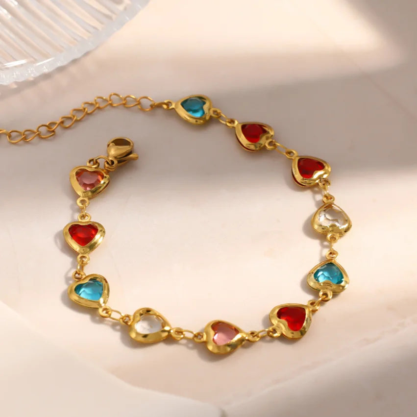 Heart Anklet Women – Gold Plated Stainless Steel Zircon Anklet Bracelet SPOT