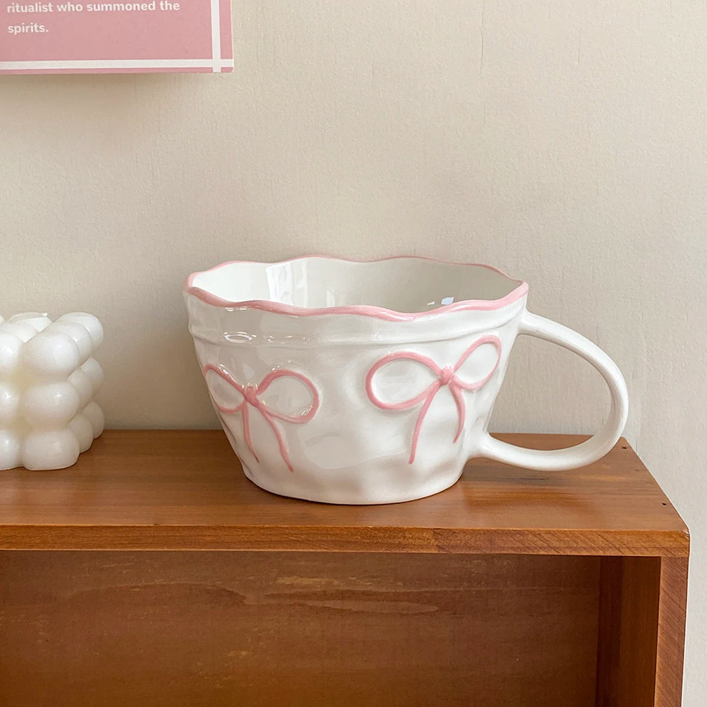 Ceramic Bowknot Mug – Large Porcelain Coffee Cup | Gift Idea Ceramic Coffee Mug SPOT