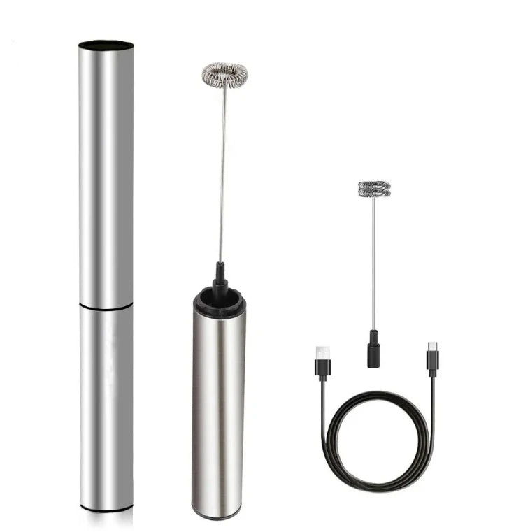 USB Rechargeable Electric Milk Frother – Stainless Steel & 2 Whisks Electric Milk Frother SPOT Default Title