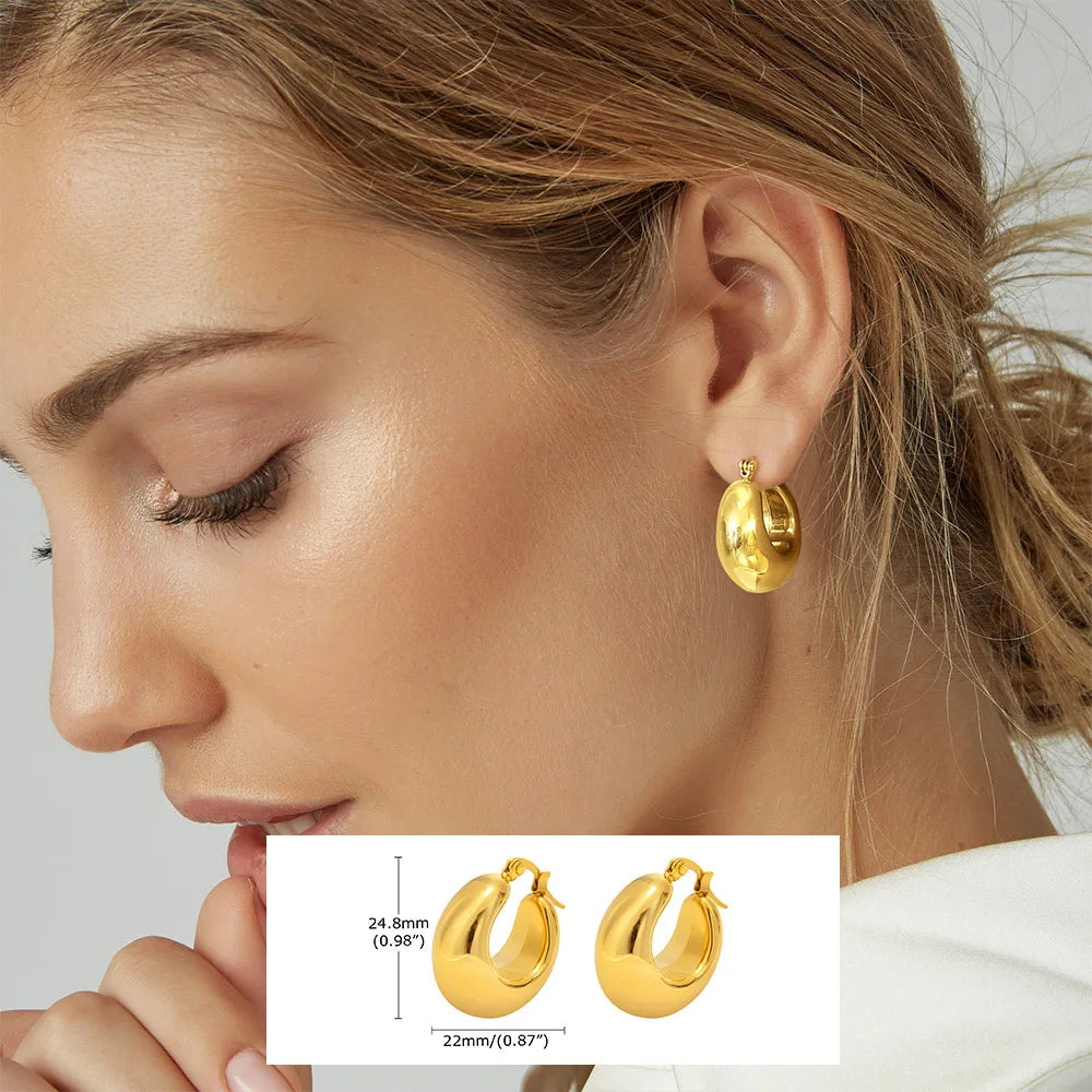 U-Shape Hoop Earrings – Minimalist Stainless Steel Ball Hoops Hoop Earrings SPOT EH-408G