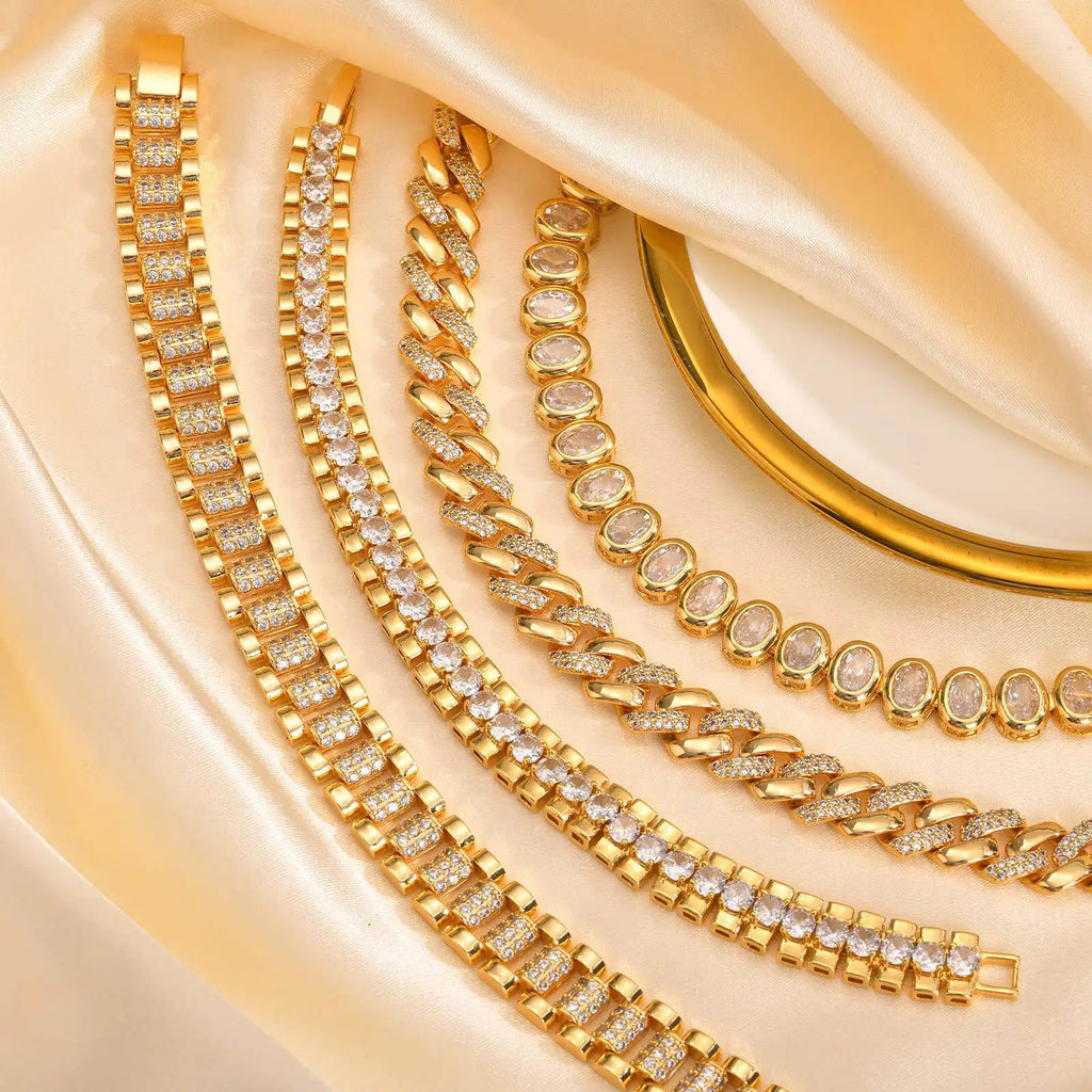 Meaeguet CZ Tennis Bracelet – Chunky Gold Hip Hop Chain CZ Tennis Bracelet SPOT