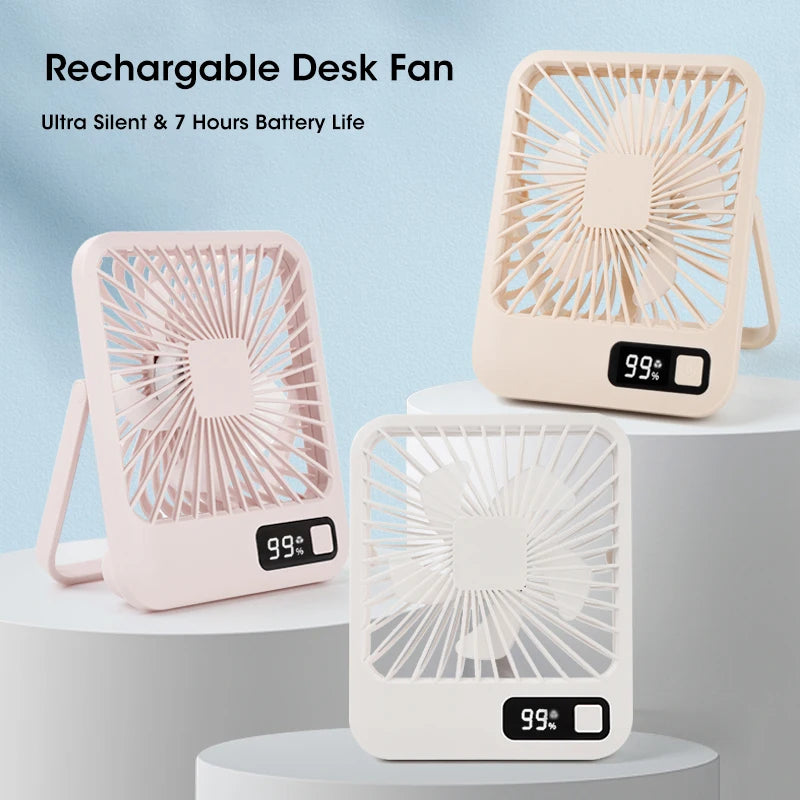 Portable Mini Desk Fan – USB Rechargeable 5-Speed, 2000mAh Portable Desk Fan SPOT