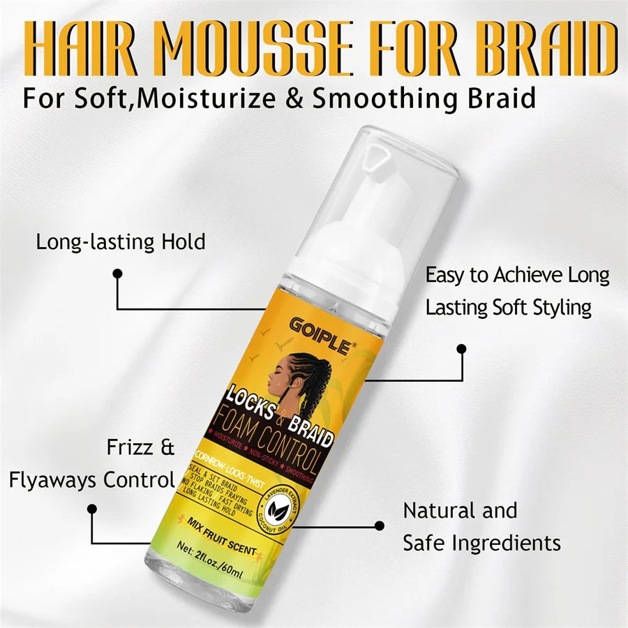 Goiple 3pc Braiding Gel Set – High-Shine Mousse & Rose Hair Spray Hair Styling Set SPOT