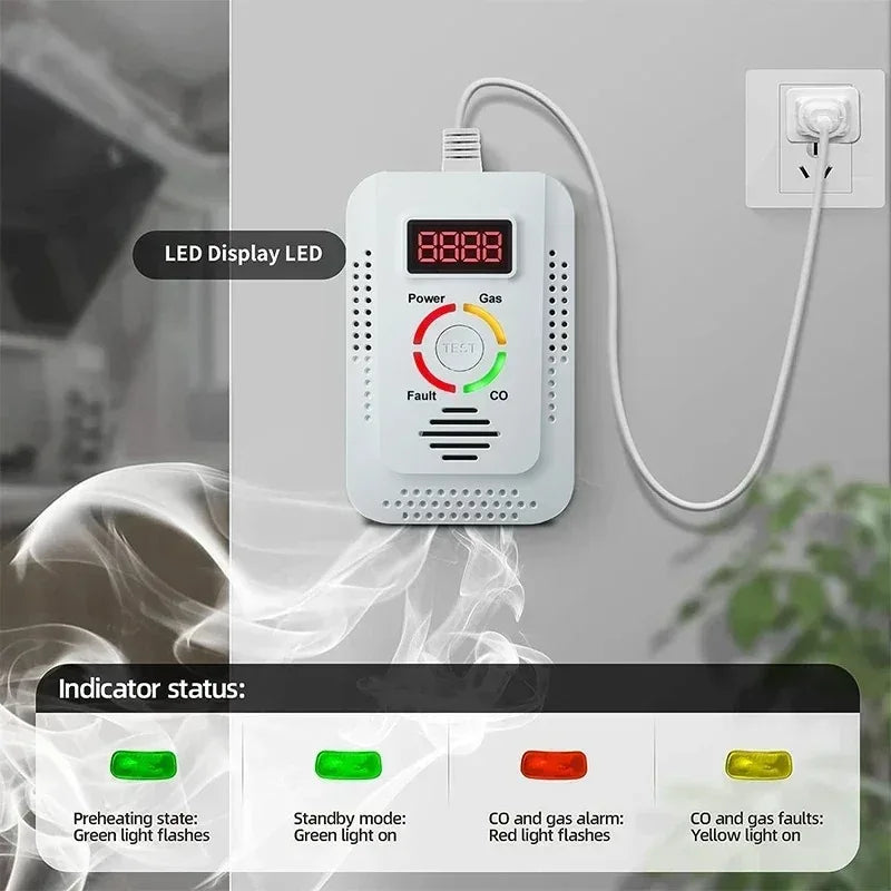 Gas Detector LCD – Combustible Gas & CO Alarm, EU Plug Gas Leak Detector SPOT