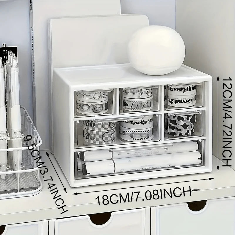 Clear Desktop Storage Box with Drawers | Mini Organizer Desktop Drawer Organizer SPOT