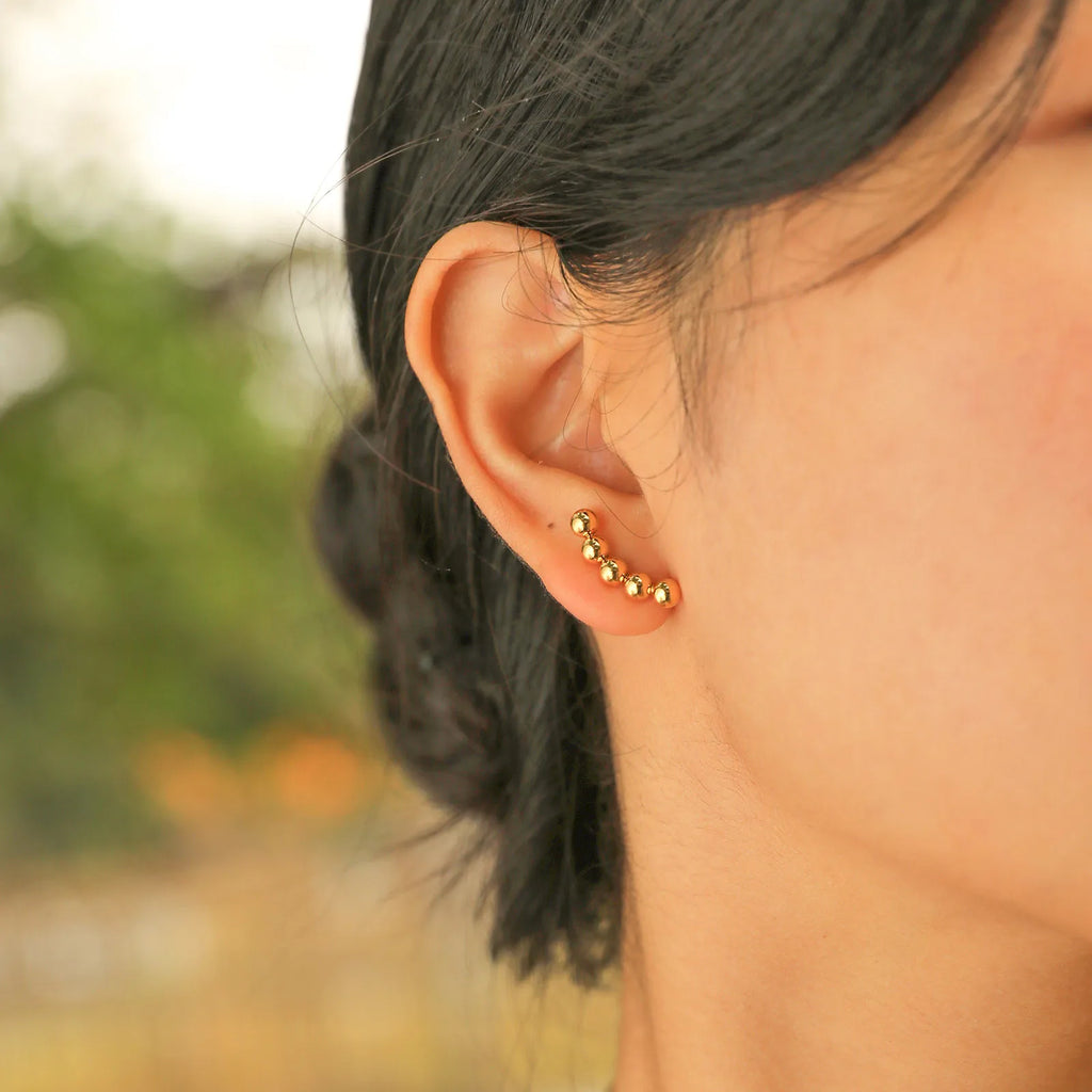 Gold Beaded Stud Earrings – Stainless Steel Geometric Mini Bar Stud Earrings SPOT