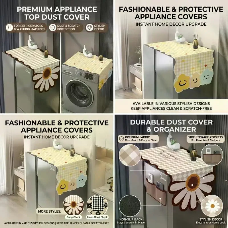 Cute Pattern Fridge Dust Cover – Waterproof Non-Slip Protector Appliance Dust Cover SPOT