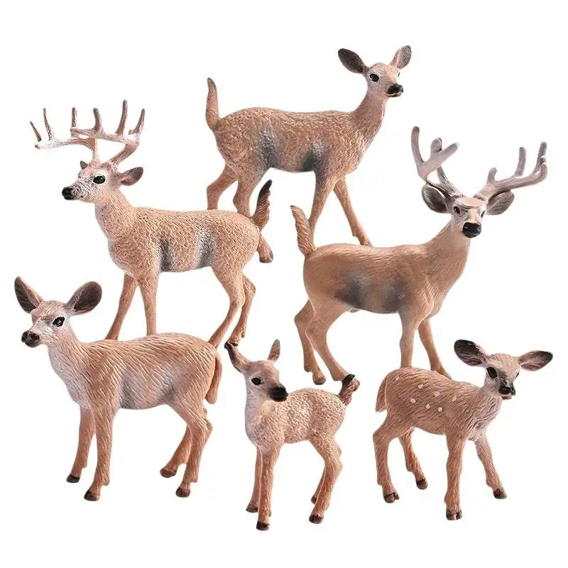 Deer & Fox Miniature Animal Figures – PVC Home Decor Statues Miniature Animal Figurine SPOT