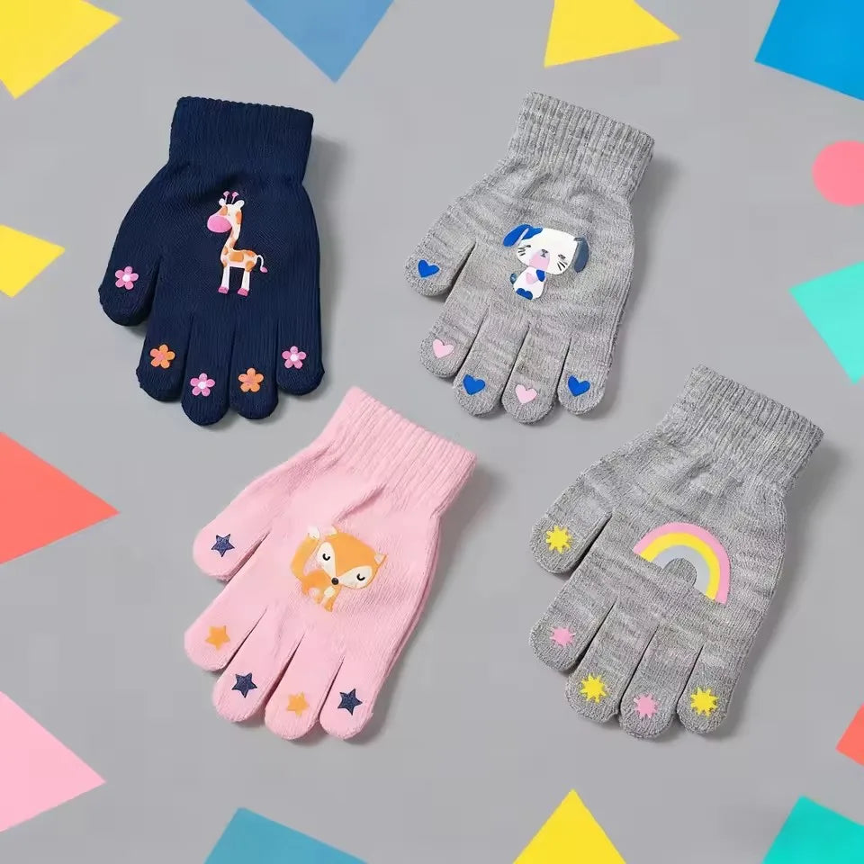 Kids Cartoon Animal Knitted Gloves – Warm Winter Gloves Kids Winter Gloves SPOT