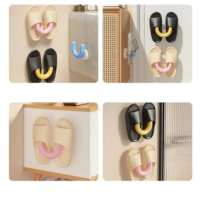 Wall-Mounted Suction Cup Slipper Hanger – U-Shape Organizer Bathroom Storage Rack SPOT