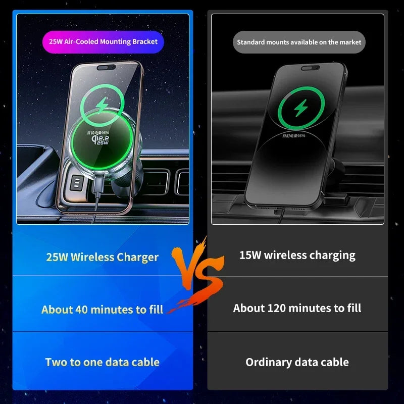 25W Magnetic Wireless Car Charger with Cooling Fan & RGB Wireless Car Charger SPOT