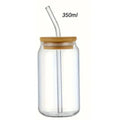 Glass Cup with Bamboo Lid & Straw – 350ml/550ml Mason Jar Mug Glass Drinkware Set SPOT 350ML 350-550ML