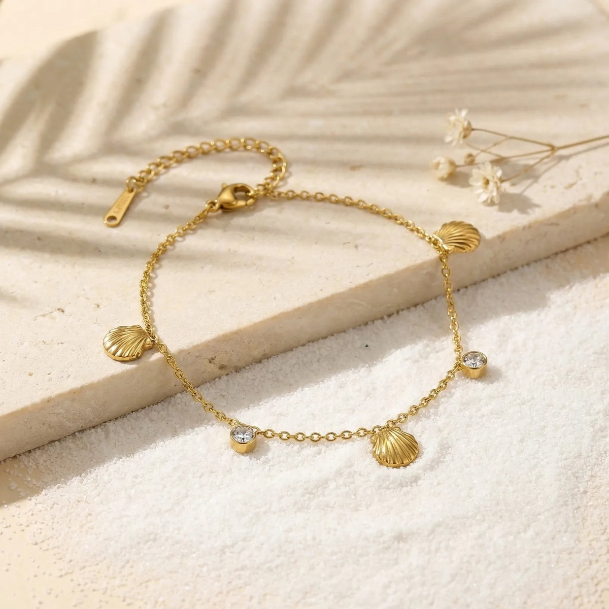 Shell Zirconia Bracelet – Gold Waterproof Stainless Steel Fashion Bracelet SPOT