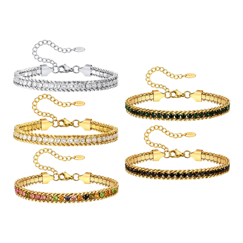 Iced Out Tennis Bracelet – 5A CZ Gold Stainless Steel Women Tennis Bracelet SPOT