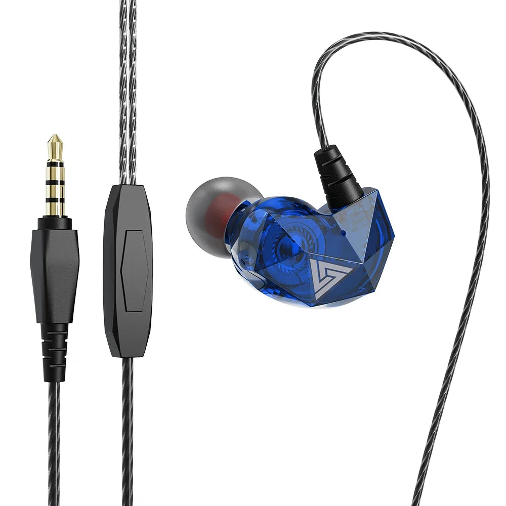 QKZ AK2 Wired Earbuds – HIFI 10mm Bass, Mic, 3.5mm In-Ear Wired In-Ear Earphones SPOT blue