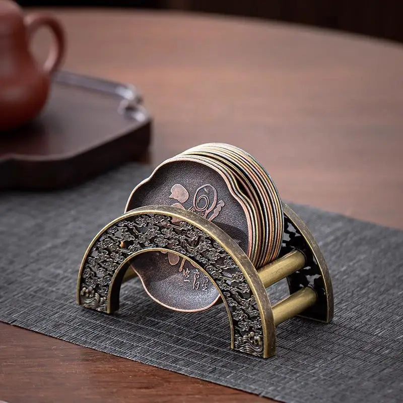 Antique Alloy Teacup Coaster – Zen Kung Fu Tea Ceremony Mat Tea Ceremony Coaster SPOT