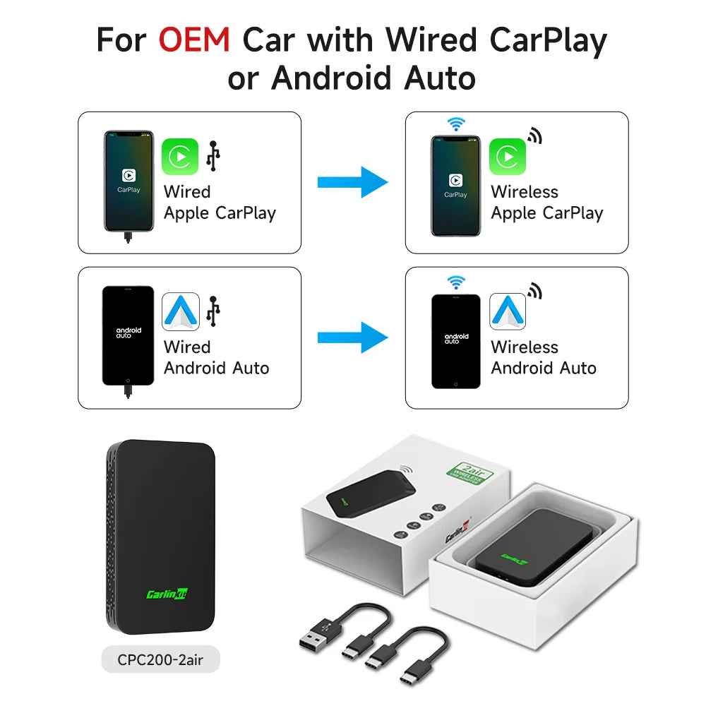 CarlinKit C2Air Wireless CarPlay & Android Auto Adapter Wireless CarPlay Adapter SPOT CarlinKit 5 2Air Wired to Wireless