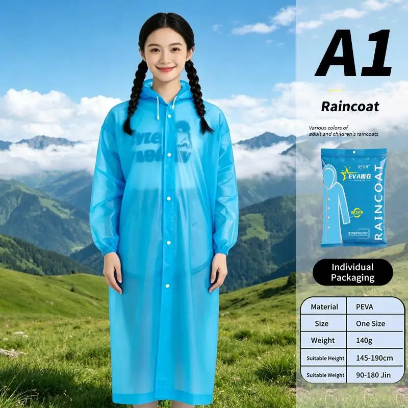 Thickened TPE Waterproof Hooded Raincoat – Unisex Oversized Waterproof Raincoat SPOT A11