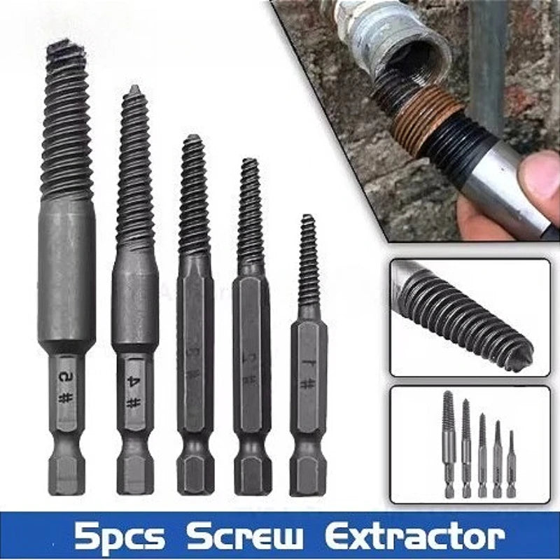5-Piece Screw Extractor Drill Bit Set – Broken Bolt Remover Screw Extractor Set SPOT