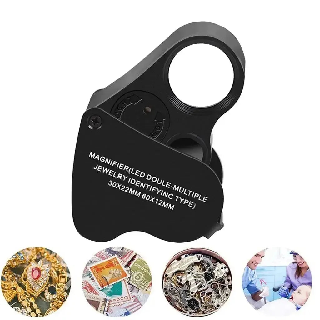 LED 30X 60X Foldable Jeweler's Loupe Magnifier – Illuminated Jeweler's Loupe Magnifier SPOT