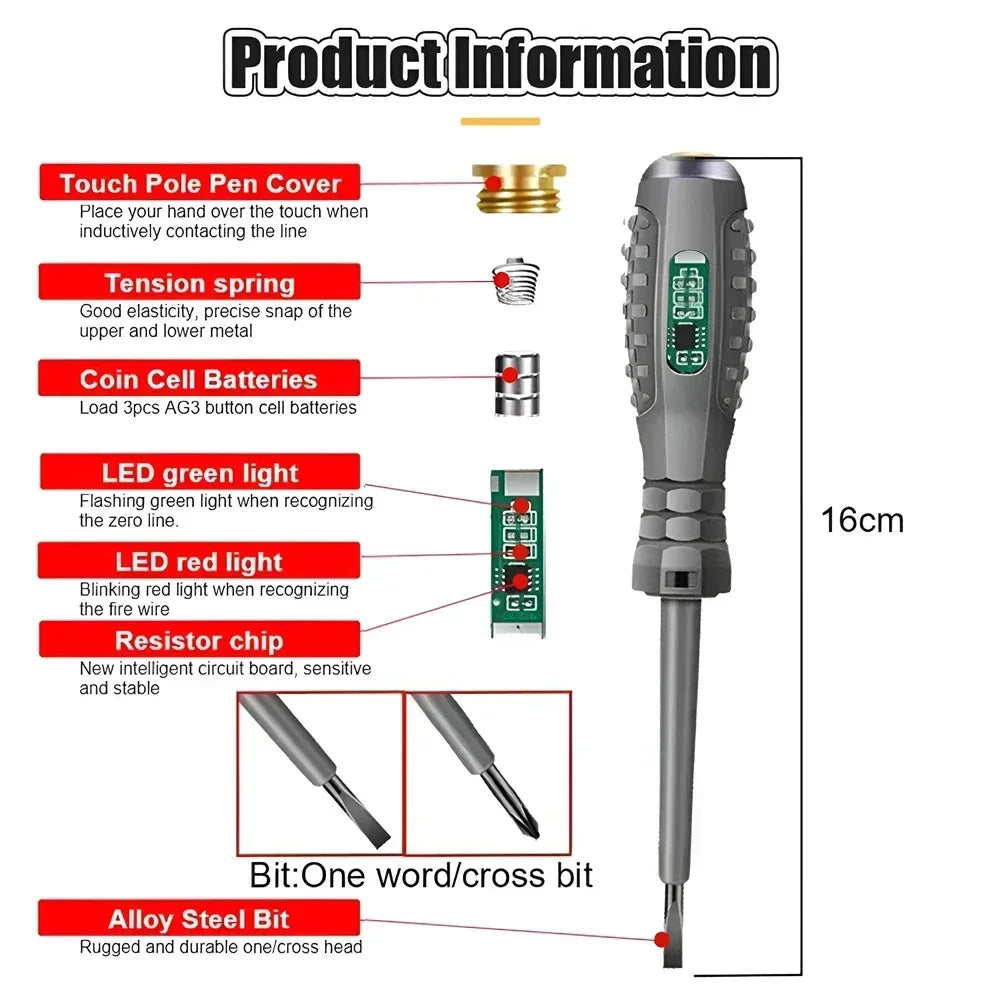 2-in-1 Voltage Tester Pen Set – Slotted & Phillips Screwdriver Voltage Tester Pen SPOT