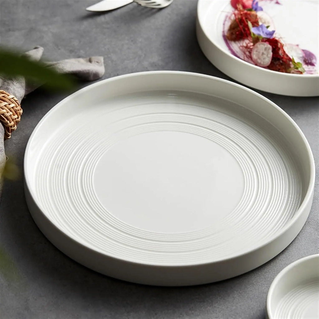 Nordic White Ceramic Dinner Plates – Flat Steak & Pasta Plates Ceramic Dinner Plates SPOT