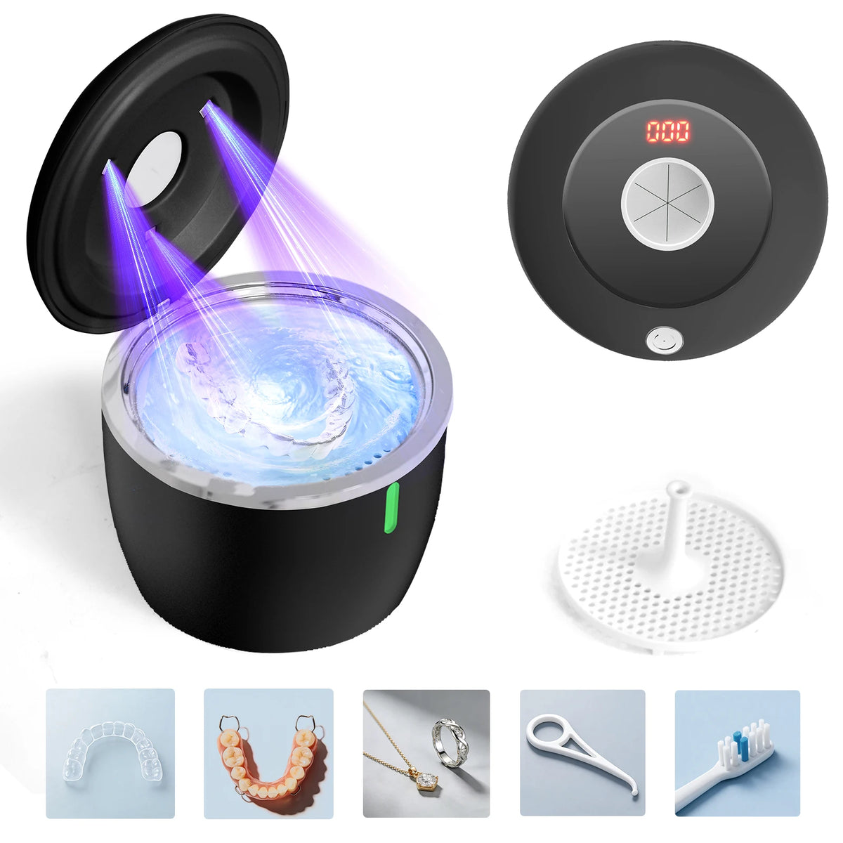 Ultrasonic UV Retainer & Denture Cleaner Machine – 45kHz Ultrasonic Cleaner SPOT No plug