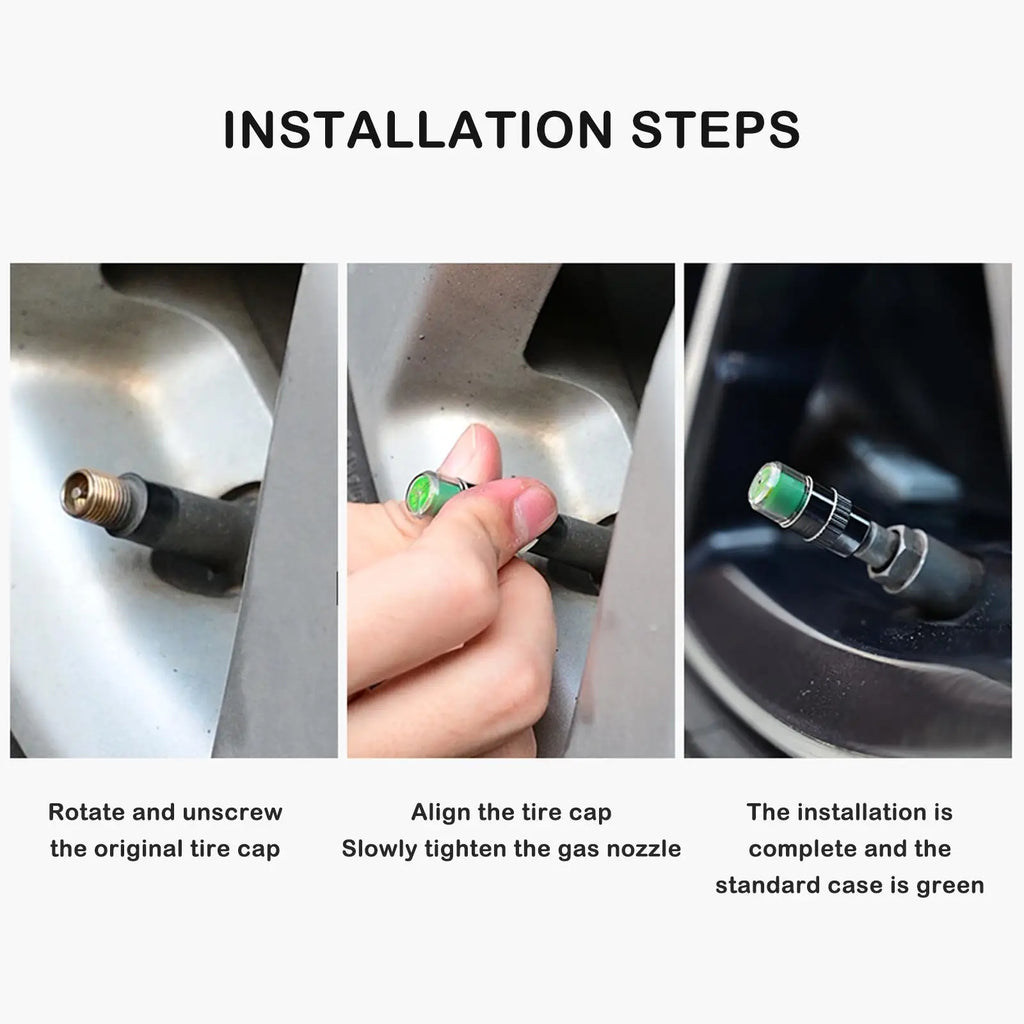 4-Pack Tire Pressure Indicator Valve Caps – Color Alert Tire Pressure Caps SPOT