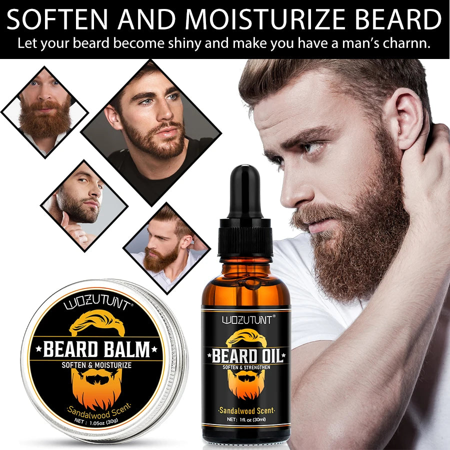 Sandalwood Beard Oil & Balm Set – Men's Natural Grooming Kit Beard Grooming Set SPOT