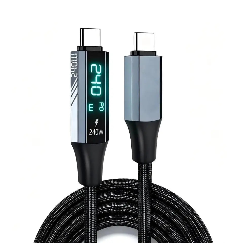 240W USB-C Cable | 40Gbps Data | 8K Video | Digital Display USB-C Charging Cable SPOT black 1m