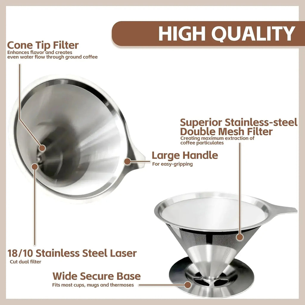 Double Layer Stainless Steel Pour Over Coffee Filter & Dripper Coffee Filter Dripper SPOT