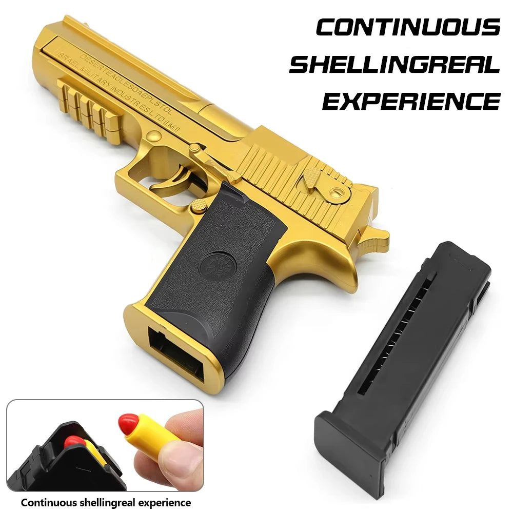 Golden Desert Eagle Soft Bullet Toy Pistol – Continuous Fire Soft Bullet Toy Gun SPOT